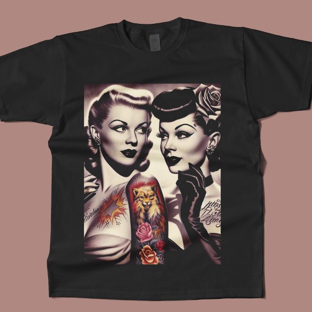 Camiseta Vintage Glam Tattoo Pinups (Criador carregado)
