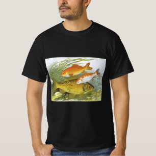 Camiseta Vintage Goldfish Koi Fish, Marinho Aquático Vida M