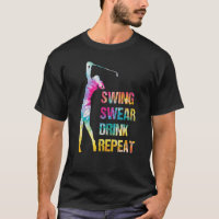 Vintage Golf Swing Swear Drink Repete Golfe
