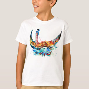 Camiseta Vintage Gondola Venice City Viagem Love Watercolor