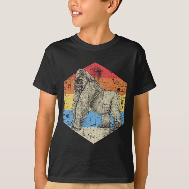 Camiseta Vintage Gorilla Art Safari Animal (Frente)