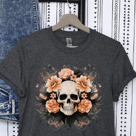 Camiseta Vintage Gothic Floral Skull Halloween