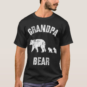 Camiseta Vintage Grandpa Bear com 2 Cubs Divertidos Avô