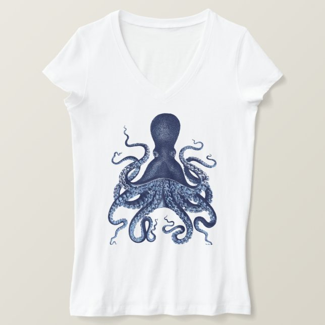 Camiseta Vintage gravação, Octopus, Kraken, Náutica (Frente do Design)