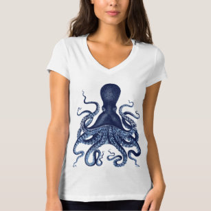 Camiseta Vintage gravação, Octopus, Kraken, Náutica,