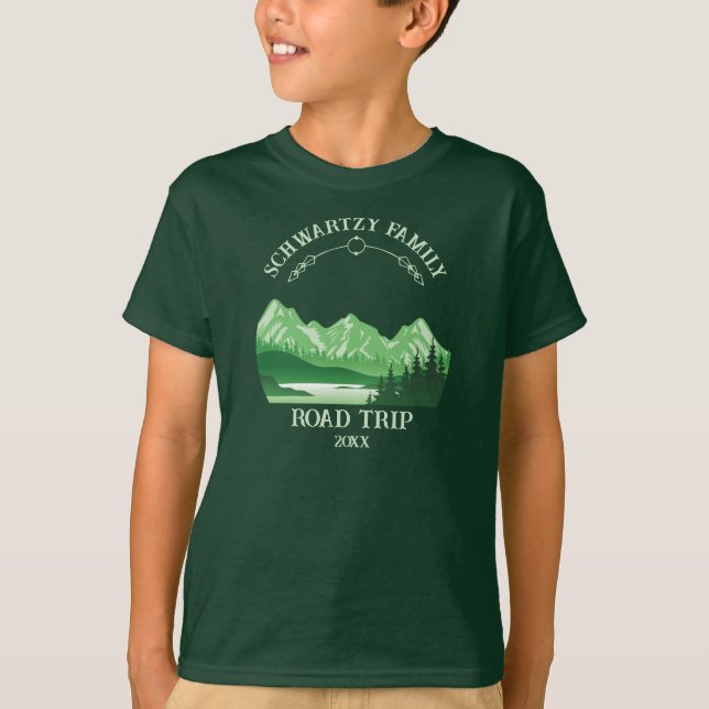 Camiseta Vintage Green Mountain Lake Sunset (Frente)