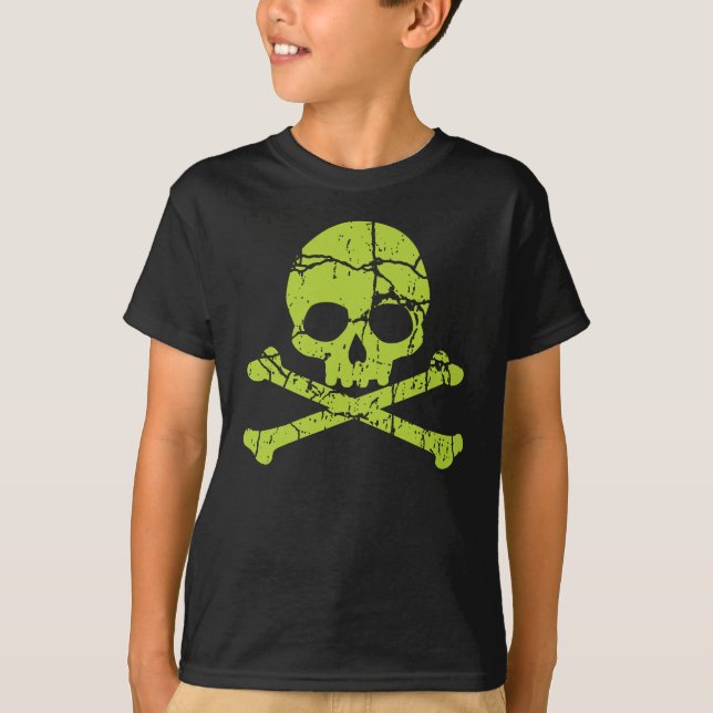 Camiseta Vintage Green Skull e Crossbones (Frente)