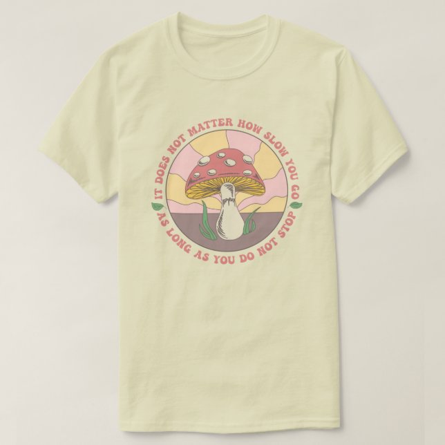 Camiseta Vintage Groovy Motivational Mushroom (Frente do Design)