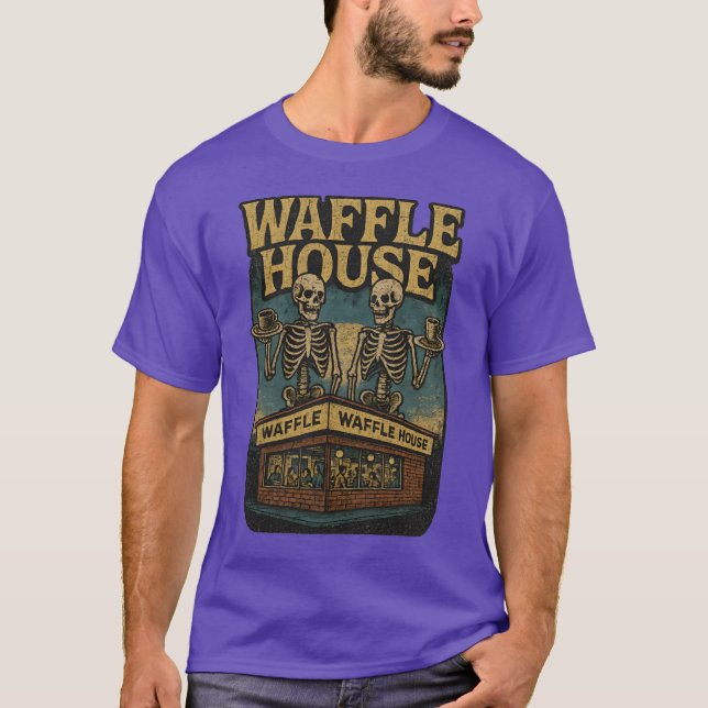 Camiseta Vintage Grunge 70s Waffle House Design (Frente)