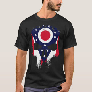 Camiseta Vintage Grunge Estado do Ohio Flag Skull