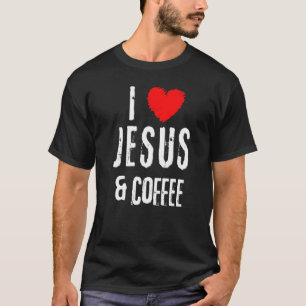 Camiseta Vintage Grunge I Love Jesus & Coffee Christian