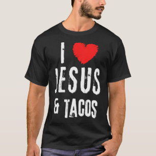 Camiseta Vintage Grunge I Love JESUS & TACOS Christian
