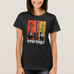 Camiseta Vintage Guitar Músico Músico Guitarrista Homens Mu