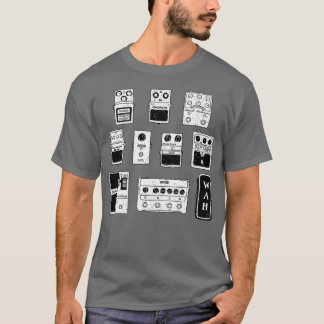 Camiseta Vintage Guitar Pedala Black White Music Gear