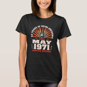 Camiseta Vintage Guitarist Guitar Nascer maio de 1971 52nd 
