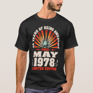 Camiseta Vintage Guitarist Guitar Nascer maio de 1978 45th