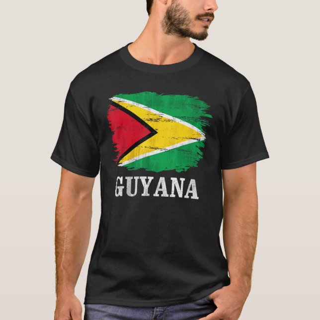 Camiseta Vintage Guyana Flag Para Guianês (Frente)