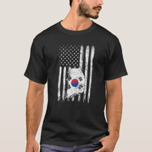 Camiseta Vintage Half South Coreano Half American Flag Prid