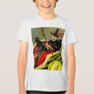 Camiseta Vintage Halloween Black Cat and Witness