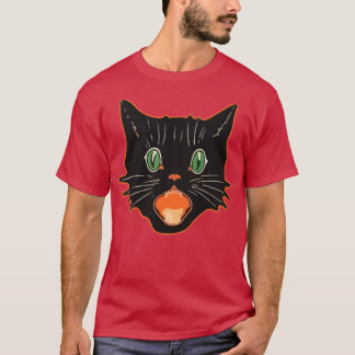 Camiseta Vintage Halloween Black Cat Scarey Cat 1