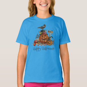 Camiseta Vintage Halloween Black Pumpkins Ringer Shirt