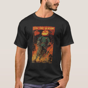Camiseta Vintage Halloween É a Temporada Abóbora Sem Cabeça