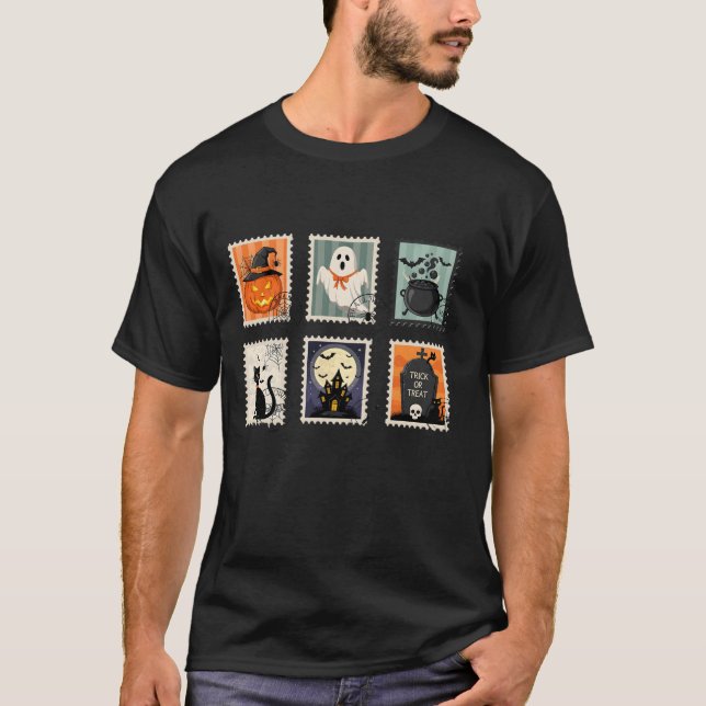 Camiseta Vintage Halloween Postage Stamp (Frente)