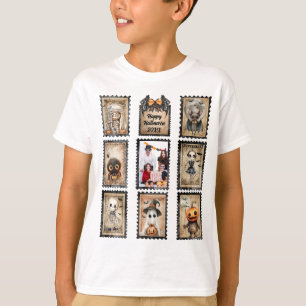 Camiseta Vintage Halloween Postage Stamps, Adicione Sua Fot