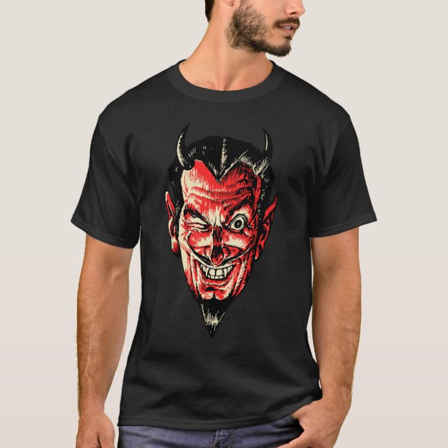 Camiseta Vintage Halloween Red Devil Head (Frente)