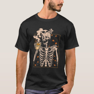 Camiseta Vintage Halloween Skeleton Pumpkin Spice Later Syr