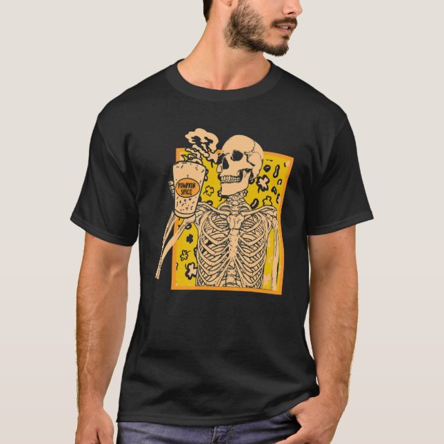 Camiseta Vintage Halloween Skeleton Pumpkin Spice Later Syr (Frente)