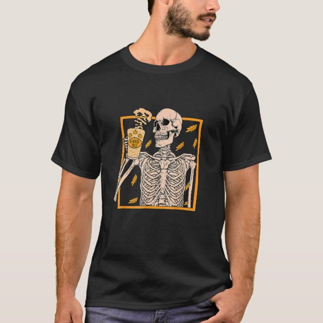 Camiseta Vintage Halloween Skeleton Pumpkin Spice Later Syr (Frente)