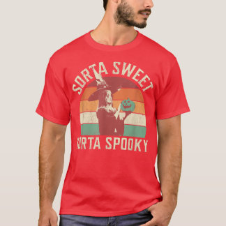 Camiseta Vintage Halloween Sorta Spooky Sorta Doce Bruxa