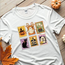 Camiseta Vintage Halloween Stamps Spooky Graphic Tee