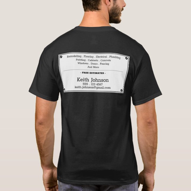 Camiseta Vintage Handyman Construction Business Black White (Verso)