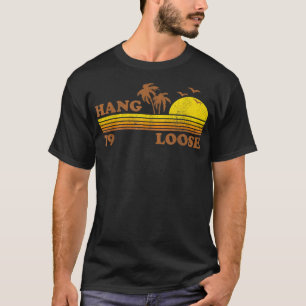 Camiseta Vintage Hang Loose Surfing Beach Retro Sunset Surf