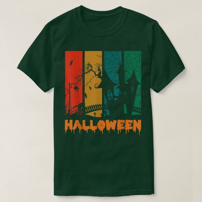Camiseta Vintage Haunted House Family Halloween  (Frente do Design)