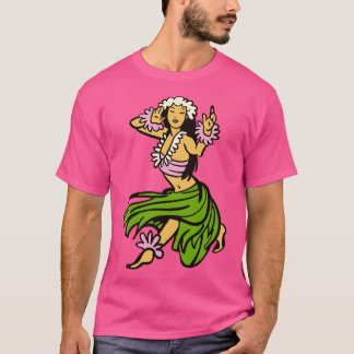 Camiseta Vintage havaiana Hula Dancer toon Retro Hula Girl
