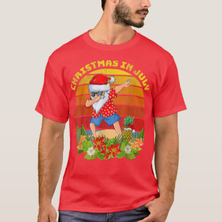 Camiseta Vintage Hawaiian Xmas Beach Dabbing Papai noel Chr