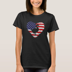 Camiseta Vintage Heart Goose Animal Retro USA Flag American