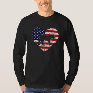 Camiseta Vintage Heart Jaguar Animal Retro Us Flag American