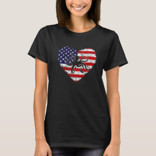 Camiseta Vintage Heart Octopus Animal Retro Us American Fla