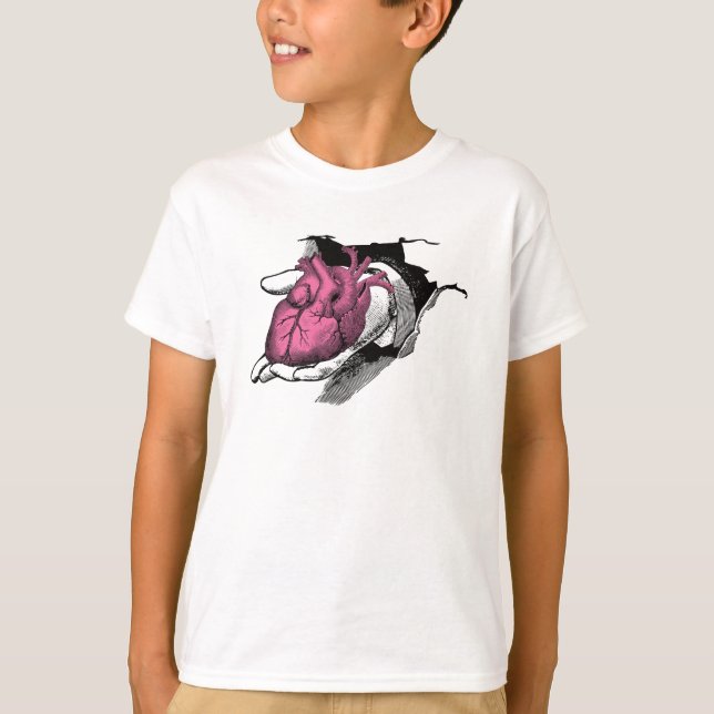 Camiseta Vintage Heart On Hand Through Crack (Frente)