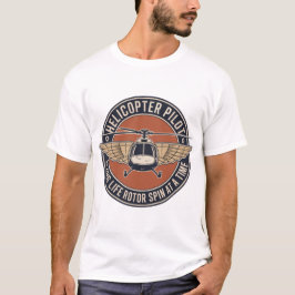 Camiseta Vintage Helicopter Pilot Badge – Retro Aviation Em