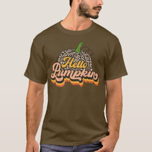Camiseta Vintage Hello Pumpkin Leopard Pumpkin Season Happy