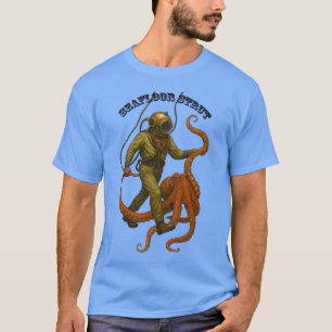 Camiseta Vintage Helmet Diver Walking com um URM Octopus
