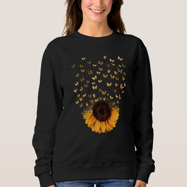 Camiseta Vintage Hippie Girl and Butterflies Sunflower Wome (Frente)