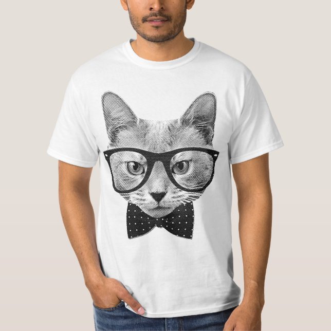 Camiseta Vintage hipster cat (Frente)