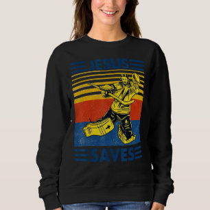 Camiseta Vintage Hockey Jesus salva goleiro de hóquei