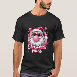 Camiseta Vintage Holiday Xmas Season Pink Santa Claus Chris